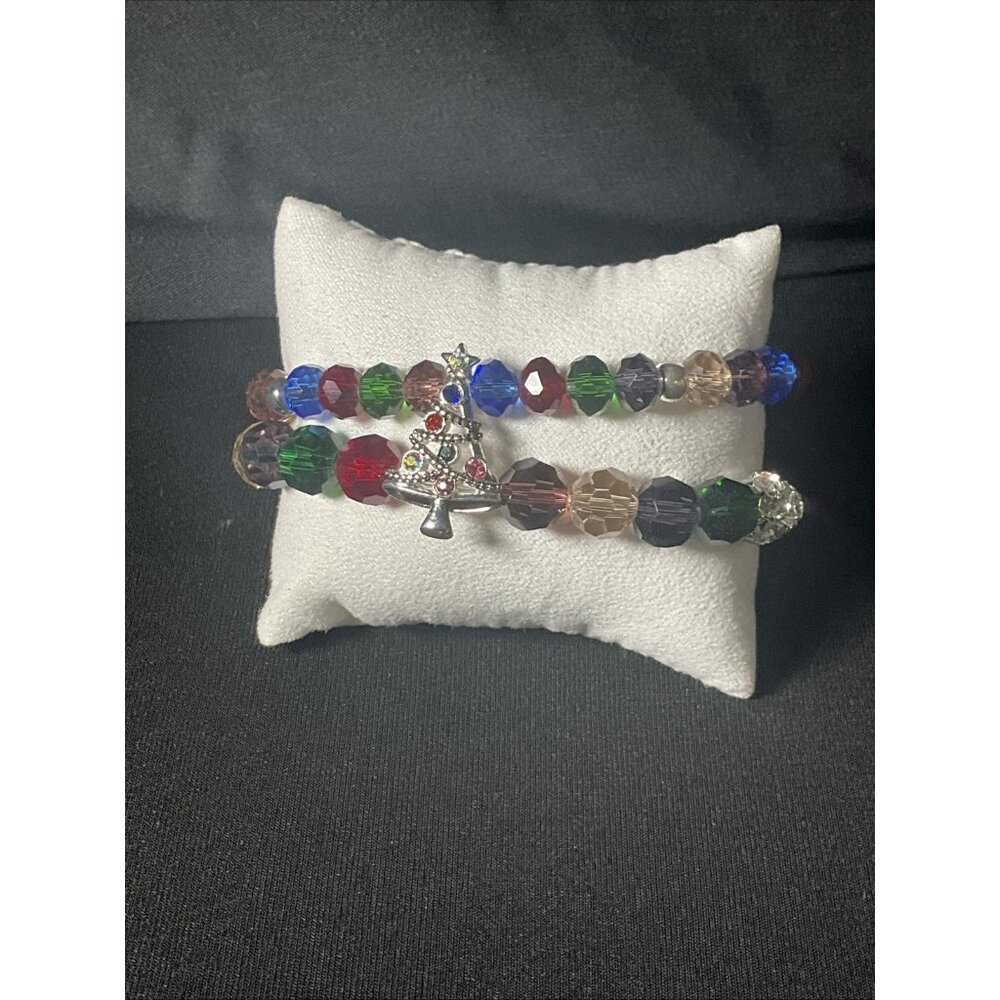 Avon Studio 1886 Holly Jolly Dual-Strand Bracelet with Tree Charm